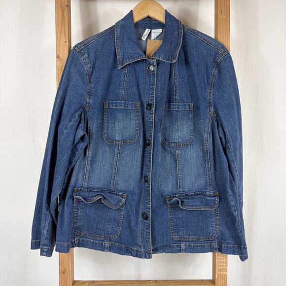 St. John's Bay Jackets & Blazers - Vintage St. John's Bay Blue Pockets Button Up Denim Jacket #1253 Size 1X